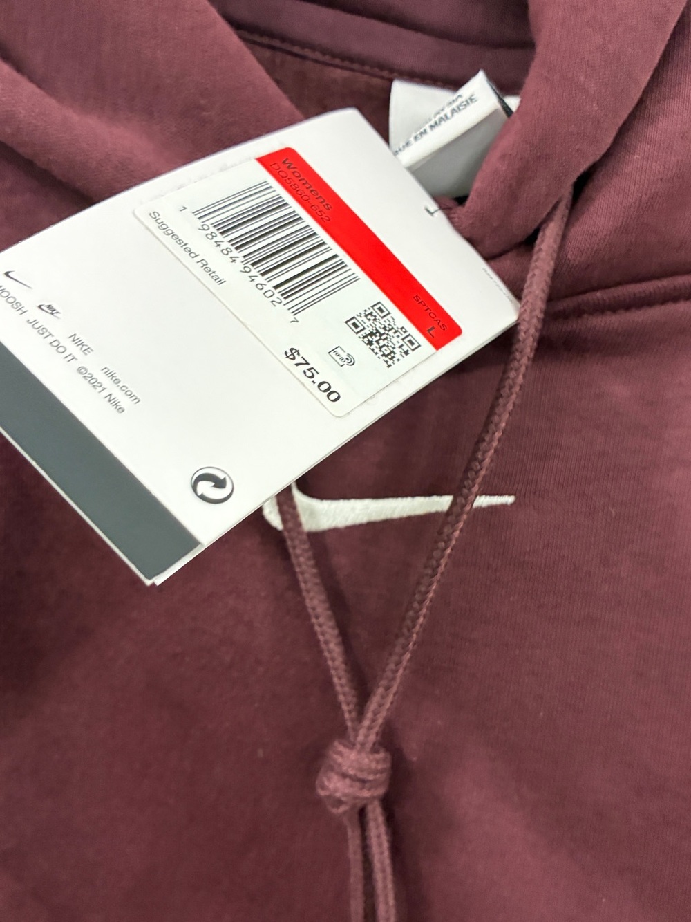 Nike women’s Maroon Pullover Hoodie Sweater-new with tags - Picture 6 of 6